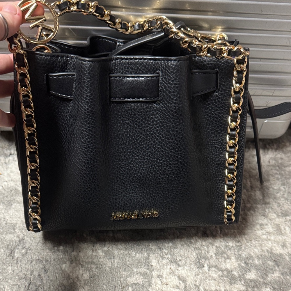 Michael Kors Black Mini Bag with Gold Chain